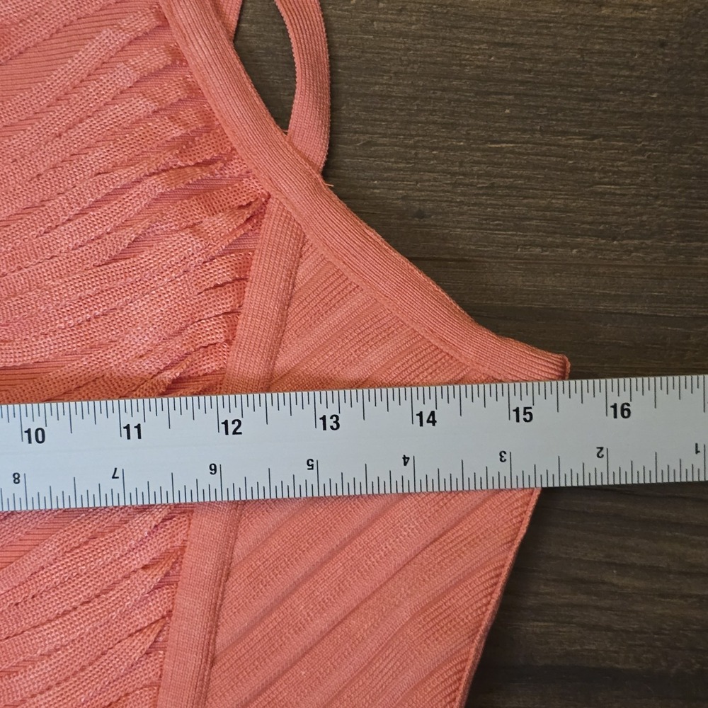 Stretta Bandage Bodycon Mini Dress M Pink‎ Salmon Peach Party Clubwear Y2K - Picture 12 of 13